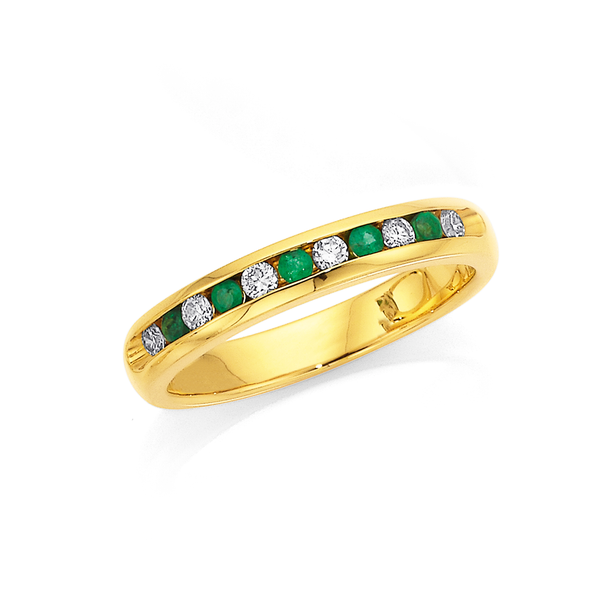 18ct, Emerald & Diamond Ring