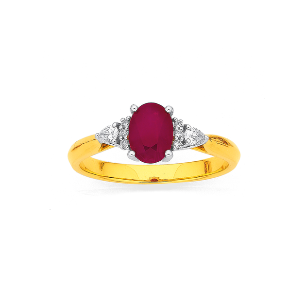 18ct Ruby & Diamond Ring Tdw=.14ct in Red | Stewart Dawsons