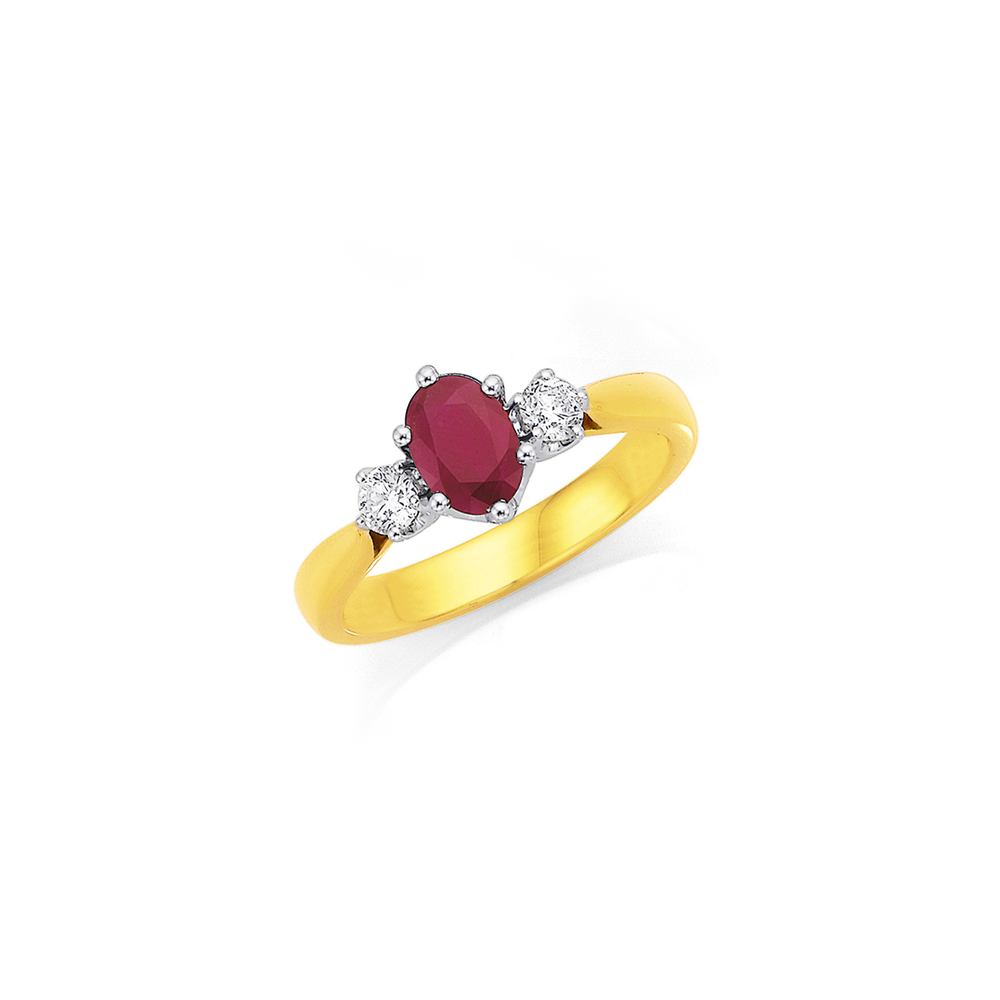 18ct, Ruby Diamond Ring Total Diamond in Red