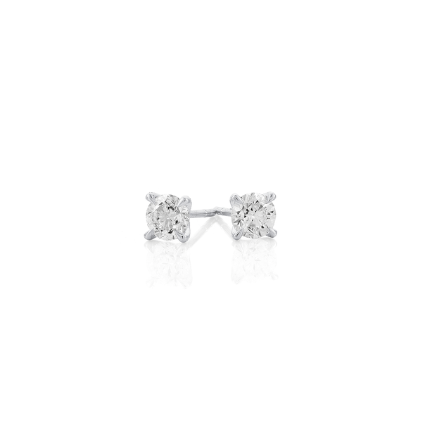 18ct White Gold 4 Claw Diamond Solitaire Studs 2=1ct