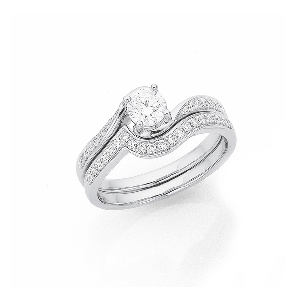 18ct White Gold, Diamond Bridal Set Stewart Dawsons