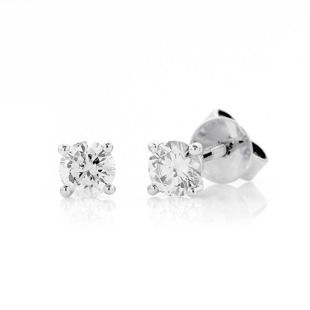 18ct White Gold  Studs Total Diamond Weight=.50ct