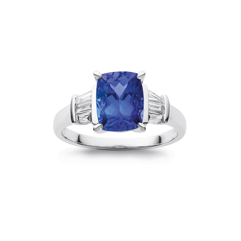18ct White Gold Tanzanite Diamond Ring in Blue