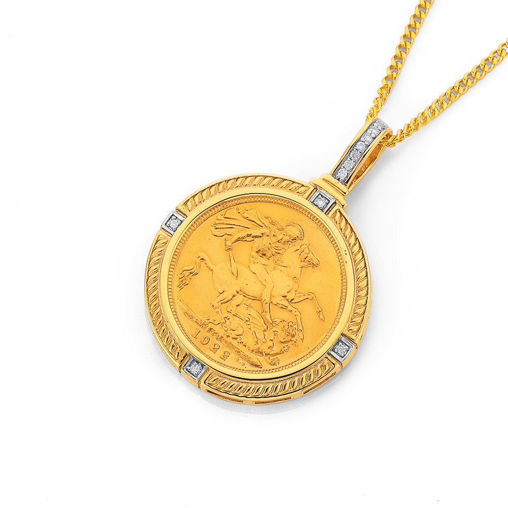 Lot - An Elizabeth II full gold sovereign pendant the 1974 sovereign in a  9ct gold mount.