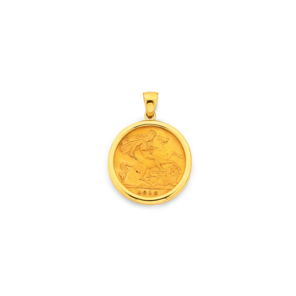 22ct Half Sovereign Coin in 9ct Pendant