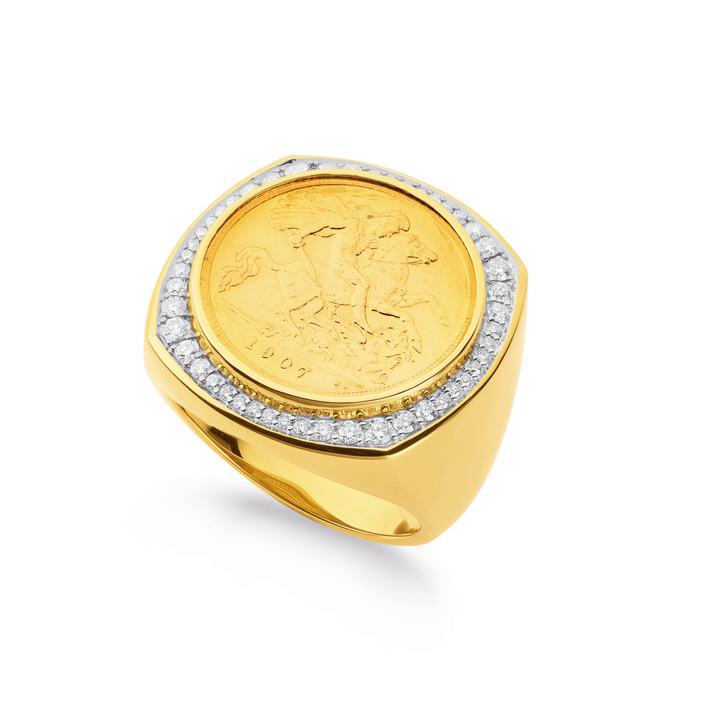9ct Gold Half-Sovereign Ring-Mount RG00044 - City of London Jewellers
