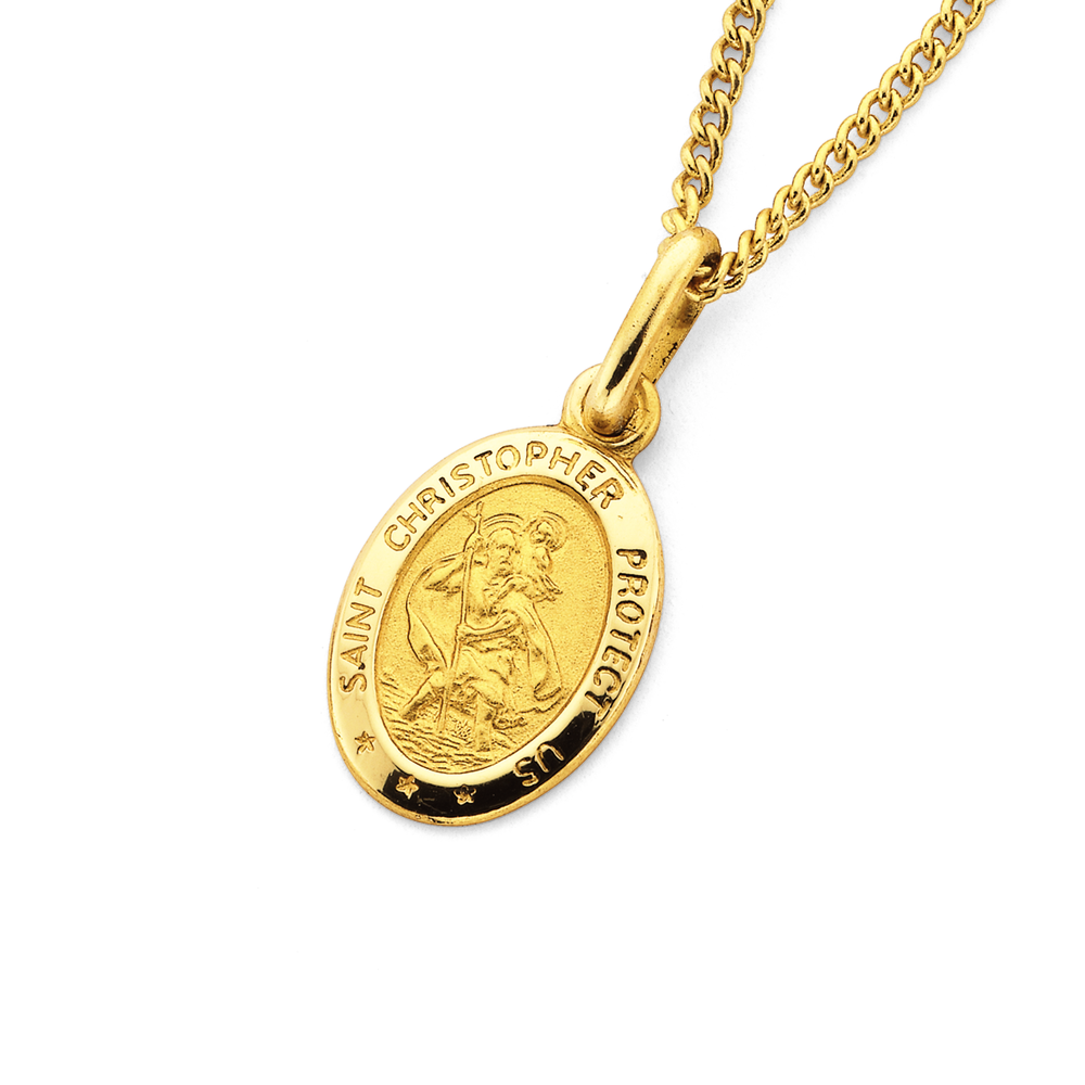 10KT White Gold Saint Christopher Medal Pendant Charm – LSJ
