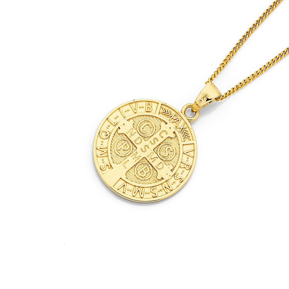 Solid 14k Yellow Gold Saint Benedict Key Charm Pendant | Jewelry America