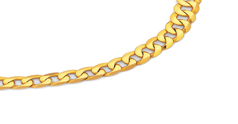 9ct, 55cm Bevelled Cuban Link Chain Stewart Dawsons