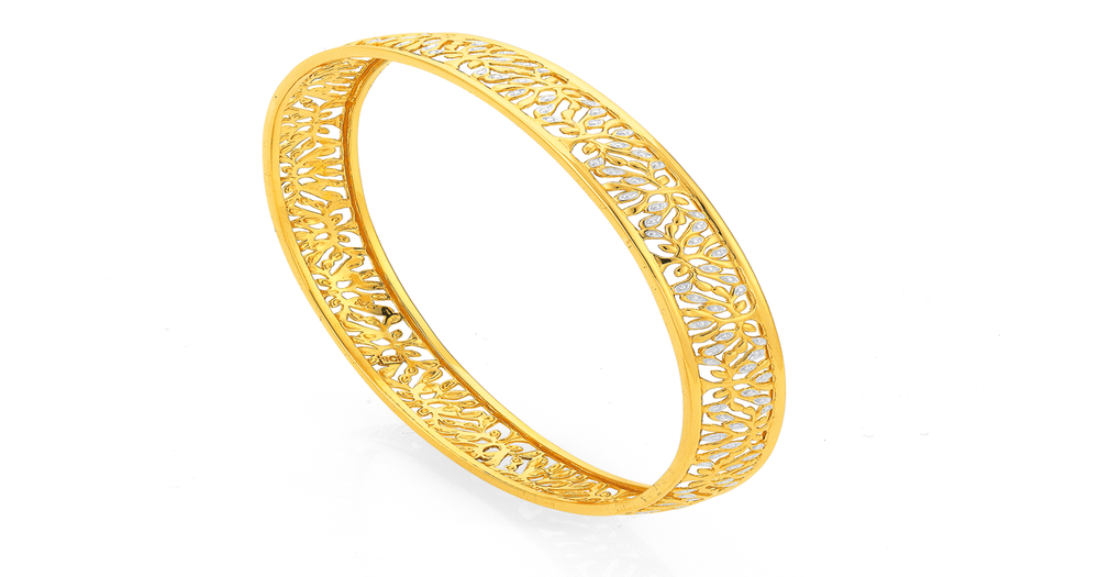 9ct 70mm 70mm Gold Bangle 9ct, 70mm Two Tone Tree Of Life Bangle