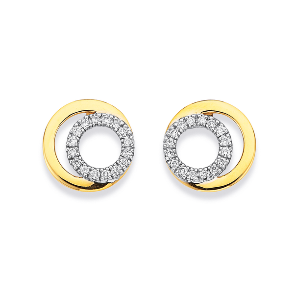 9ct Circle in Circle Diamond Earrings