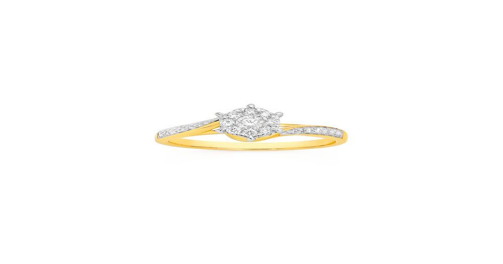 9ct, Diamond Cluster Engagement Ring Total Diamond