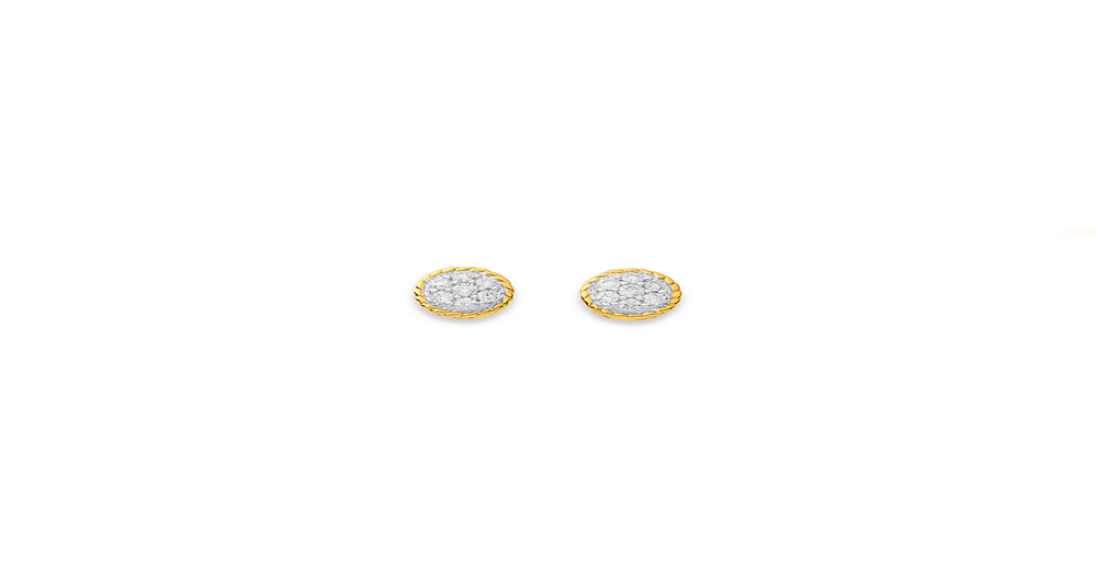 9ct, Diamond Round Patterned Studs Tdw=.15ct | Stewart Dawsons