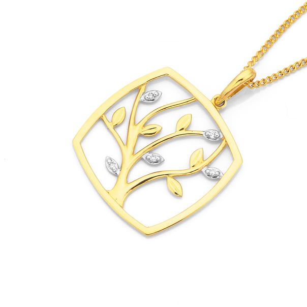 9ct, Diamond Set Tree of Life Pendant