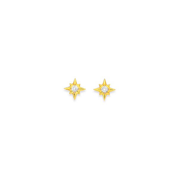 9ct Diamond Star Studs TDW=.10ct