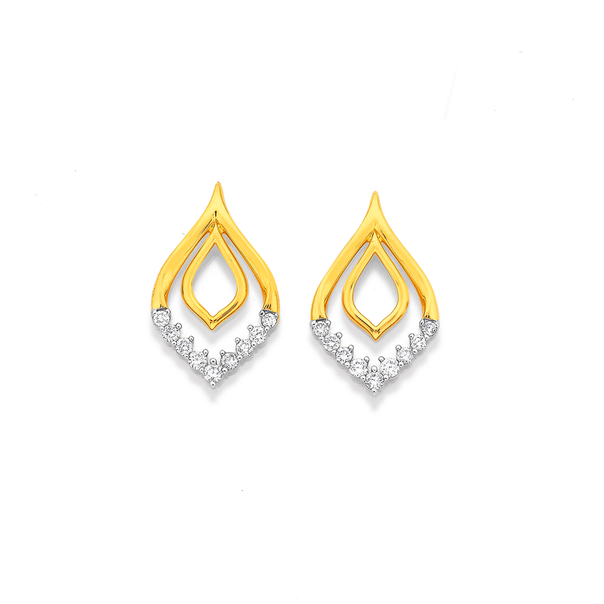9ct Diamond Teardrop Earrings TDW=.15ct