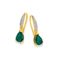 9ct Emerald & Diamond Pear Hook Earrings