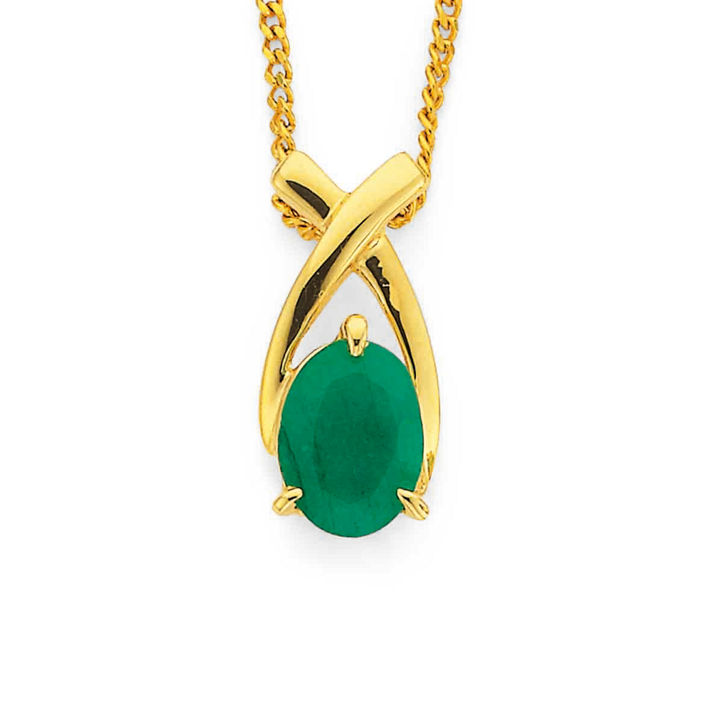 9ct, Emerald Pendant in Green Stewart Dawsons