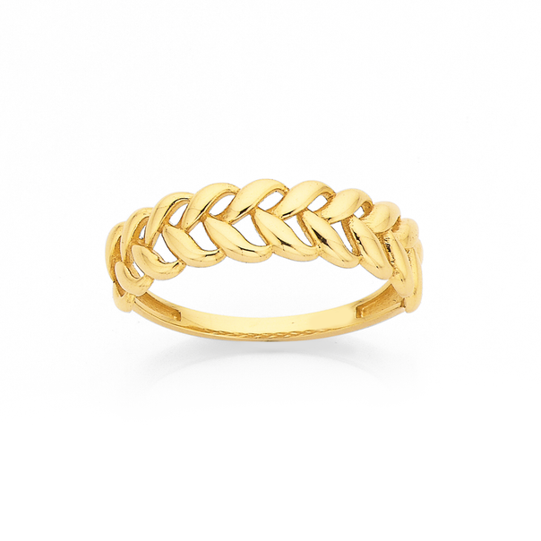 9ct Flowing Leaf Band Ring