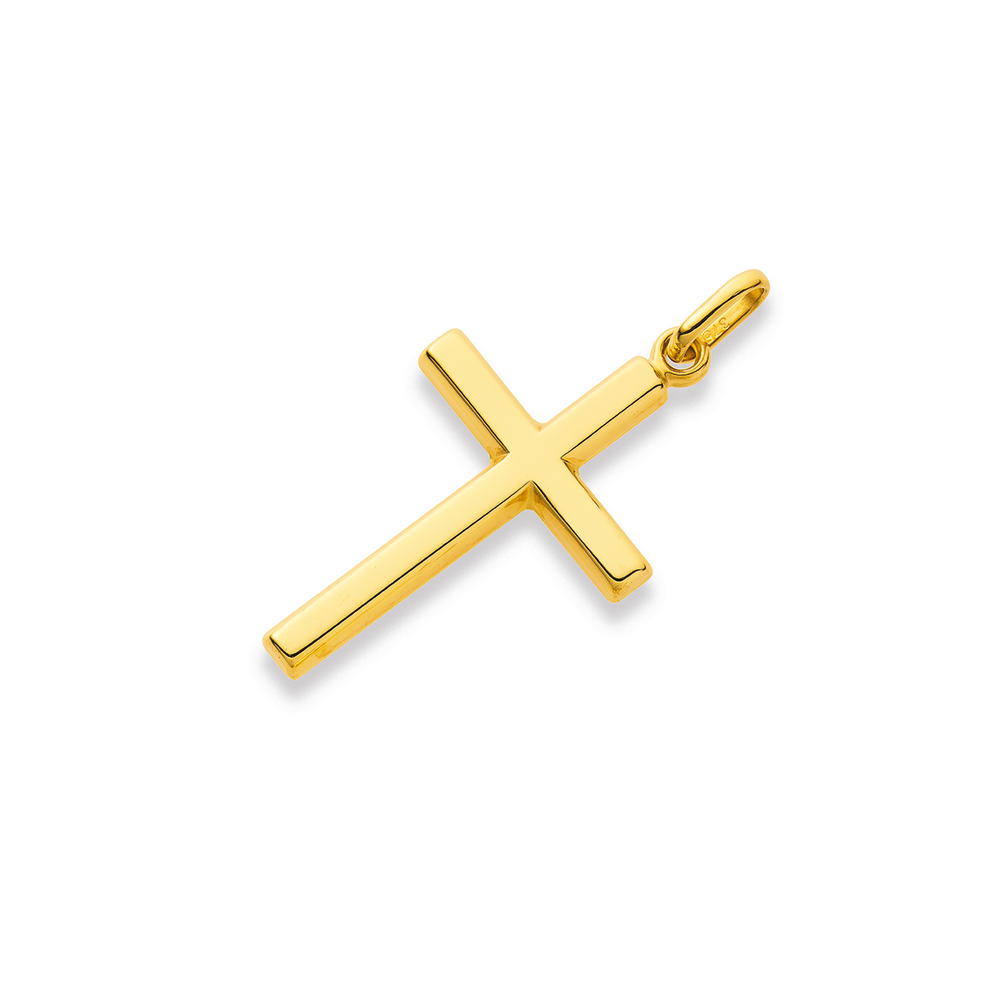 9ct Gold 22mm Plain Cross Pendant 