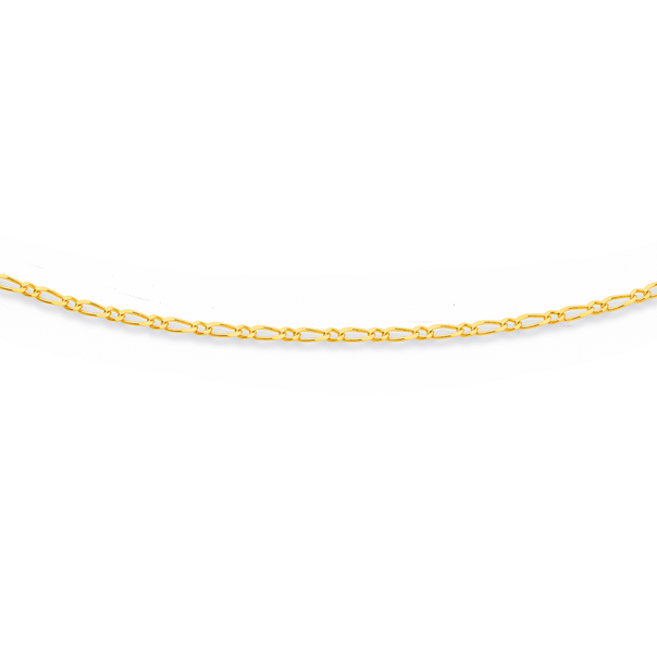 9ct Gold 50cm Solid Figaro 1+1 Chain