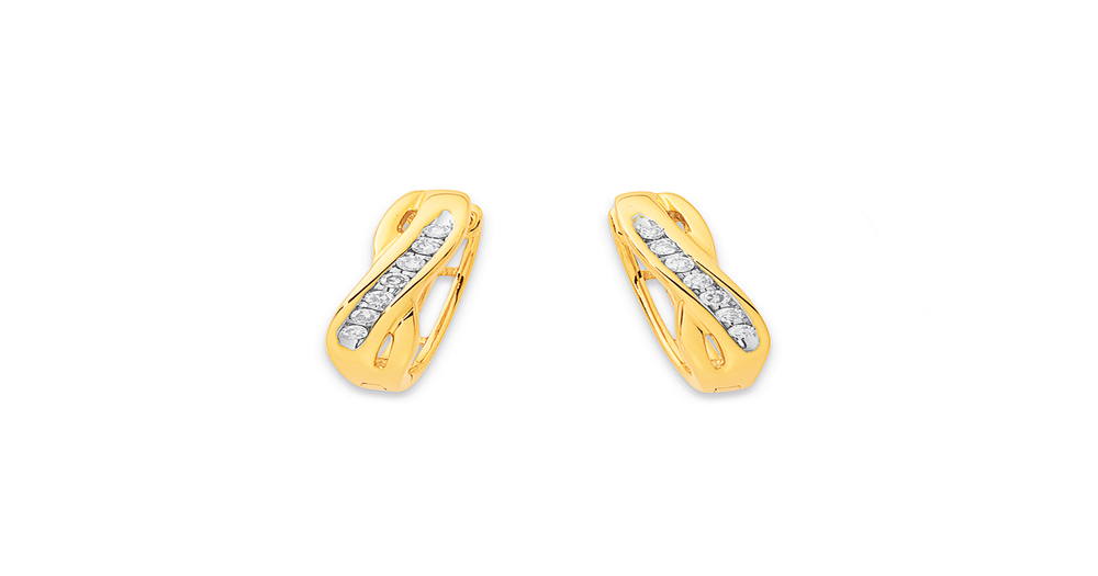 Diamond Claw Set Huggie Earrings in 9ct White Gold