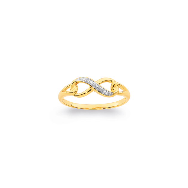 9ct Gold Diamond Infinity Loop Ring | Stewart Dawsons