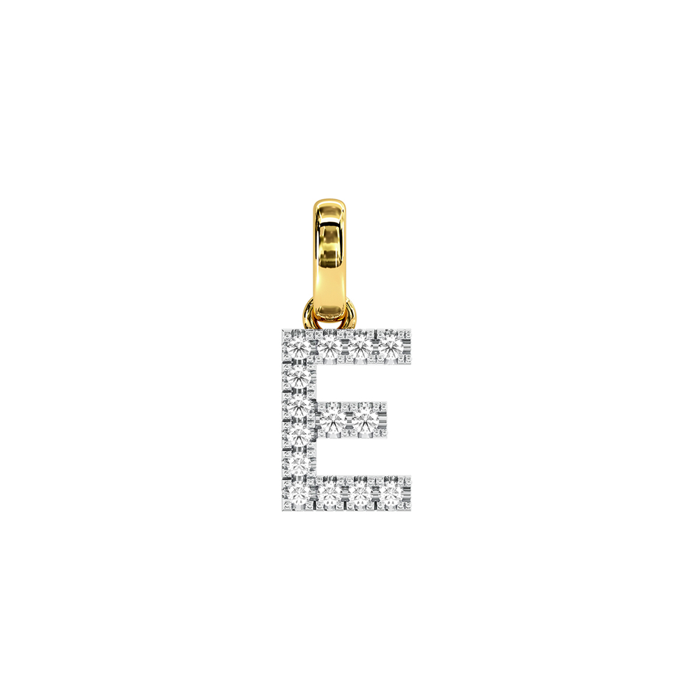 9ct Gold Diamond Initial 'e' Block Pendant Stewart Dawsons