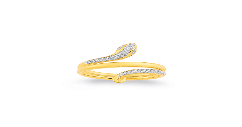 9ct Gold Diamond Snake Ring | Stewart Dawsons