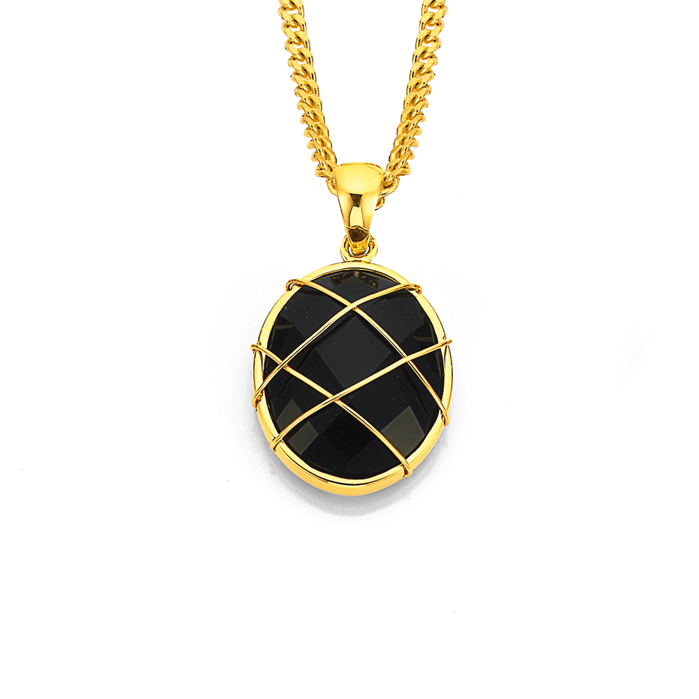 Large Black Onyx Gold Rectangle Necklace, 16-18” — Koehn & Koehn Jewelers