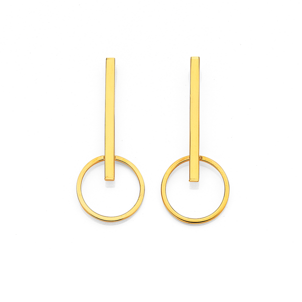 9ct Open Circle Drop Earrings