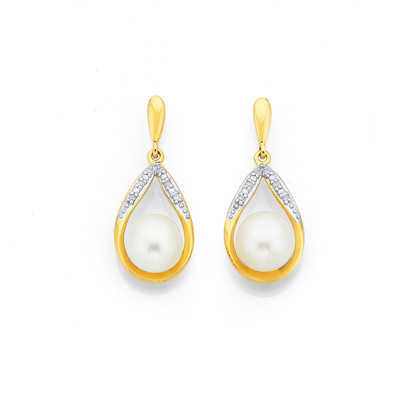 9ct Pearl and Diamond Earring