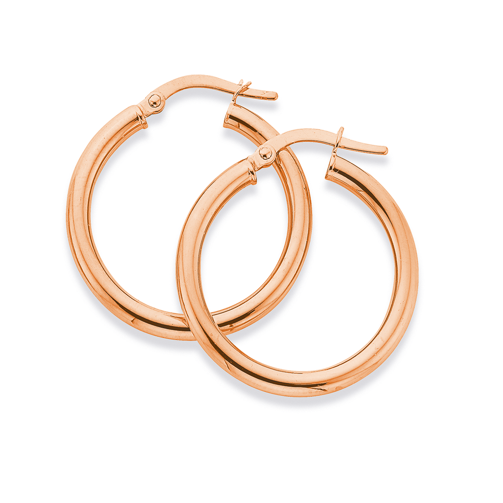 9ct Rose Gold 2.5x20mm Polished Hoop Earrings | Stewart Dawsons
