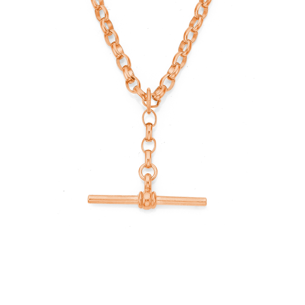 9ct Rose Gold 50cm Belcher Chain with T-Bar Fob
