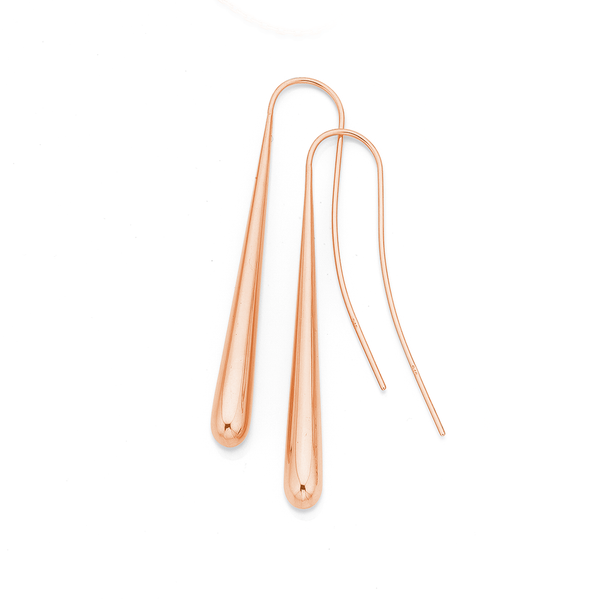 9ct Rose Gold Drop Hook Earrings