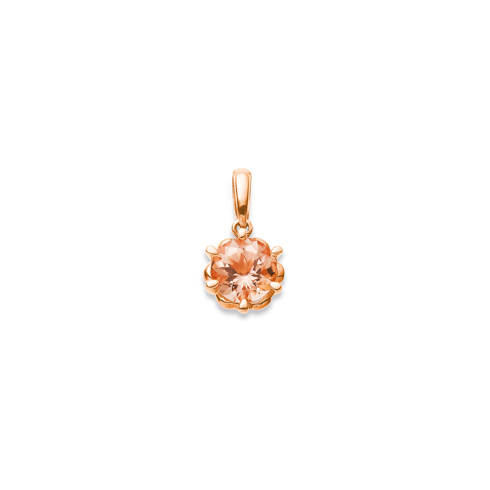14k Rose Gold 3.36ct Morganite .22ct Diamond Pear Halo Necklace - American  Jewelry