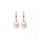 9ct Rose Gold Pink Freshwater Pearl & Diamond Hook Earrings