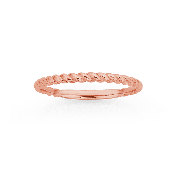 9ct Rose Gold Rope Twist Stacker Band