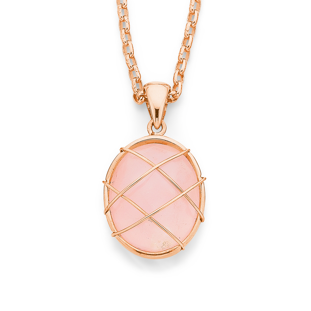 9ct Rose Gold Rose Quartz Pendant 
