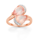 9ct Rose Gold Two Pear Shape Rose Quartz and Diamond Ring