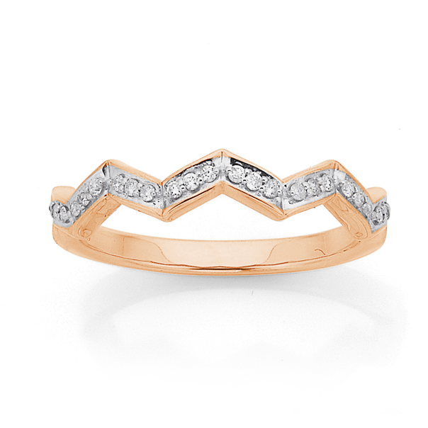 9ct Rose Gold Wave Diamond Ring