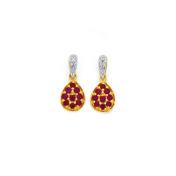 9ct Ruby & Diamond Earrings