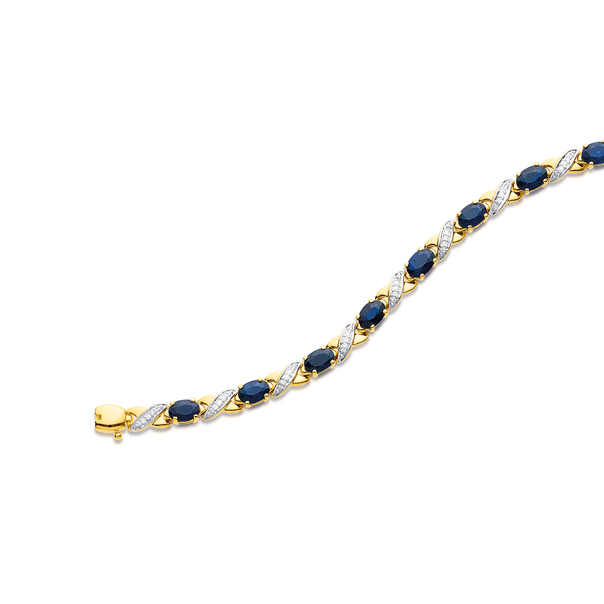 9ct Sapphire & Diamond Bracelet TDW=.16ct