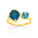 9ct Swiss Blue Topaz and London Blue Topaz Claw Set Ring