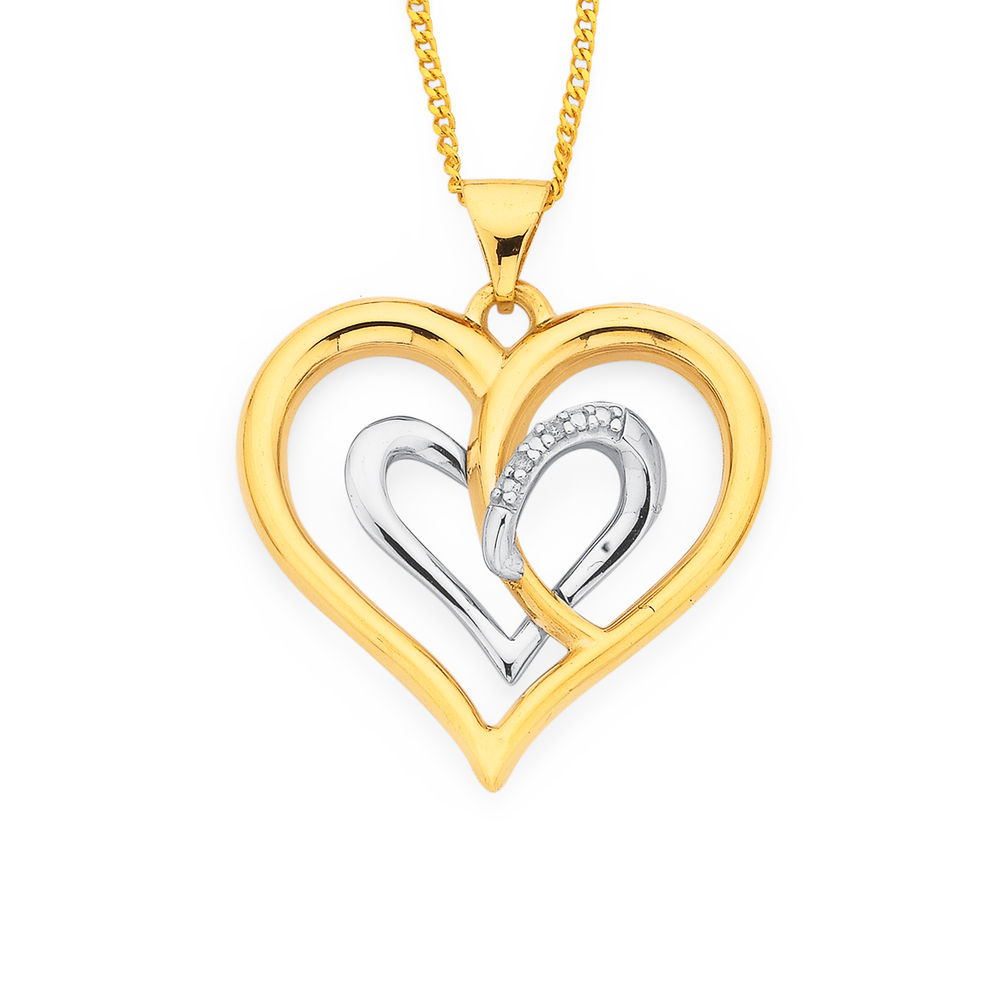 Two Tone Heart Pendant Necklace in Rose Gold and Silver Tone – Sophysworld  eShop