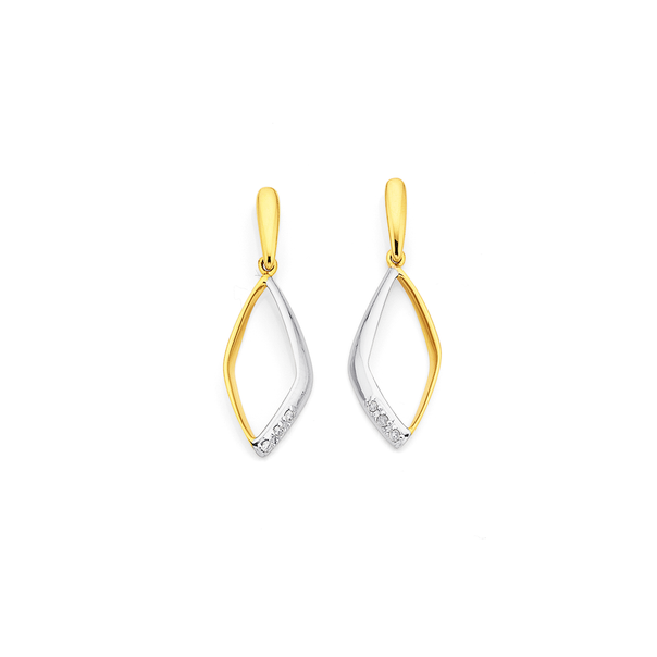 9ct Two Tone Diamond Set Earrings