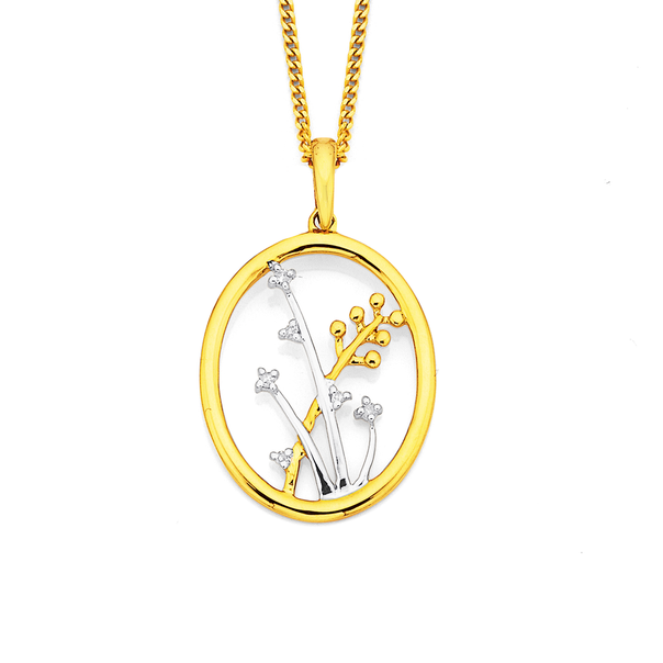 9ct Two Tone Flower Pendant