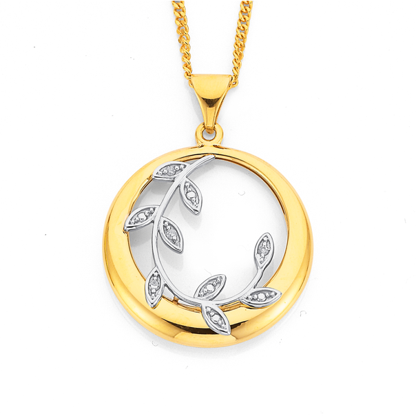9ct Two Tone Leaves Pendant