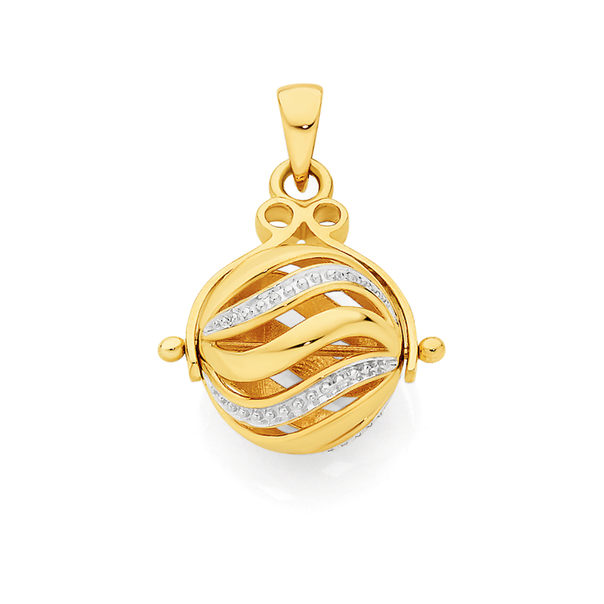 9ct Two Tone Spinning Ball Pendant