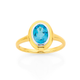 9ct Two Tone Swiss Blue Topaz Ring